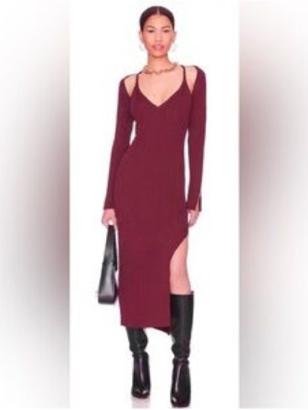 House of Harlow 1960 Ribbed Cutout Sweater Dress